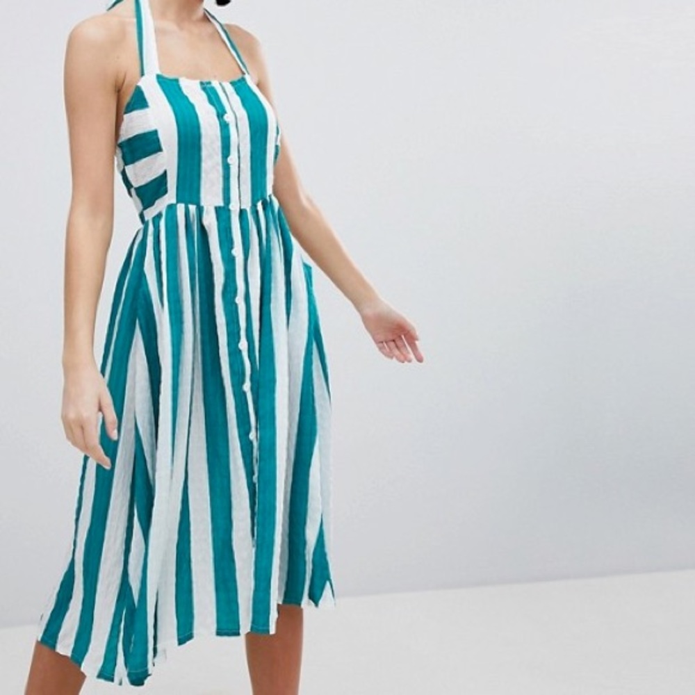 NWT ASOS halterneck striped midi dress